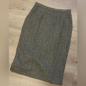 Vintage Henry White Classic Herringbone Tweed Pencil Skirt Gray Sz.28